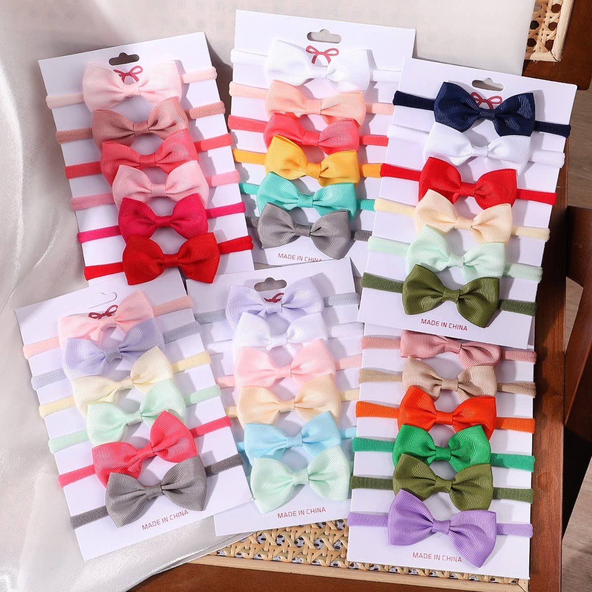 KIDS BOW HEADBAND SET ELASTIC NYLON NO MARKS_CWAHA6720