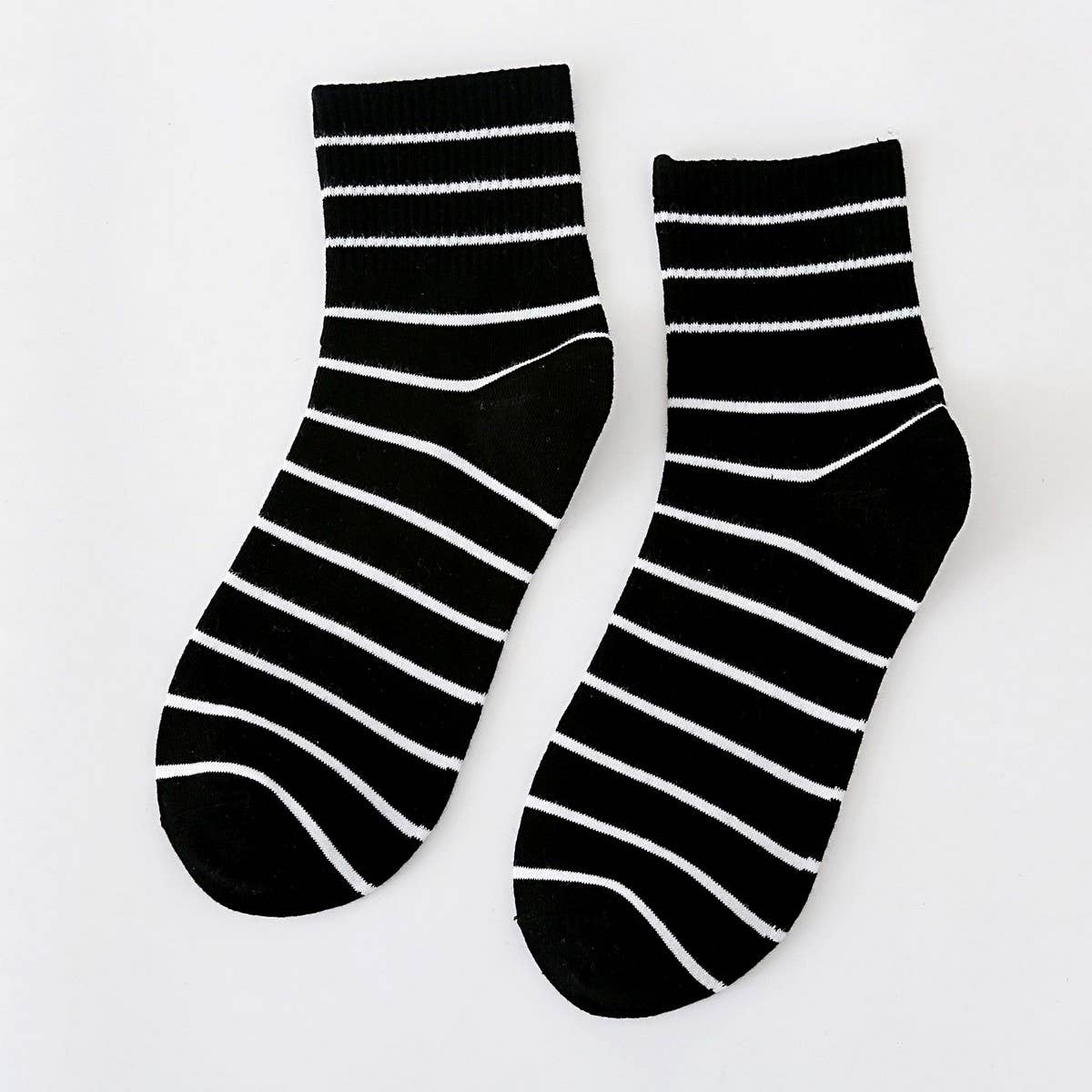NEW ALL MATCH SOLID COLOR STRIPED MID CALF SOCKS_CWMS1401
