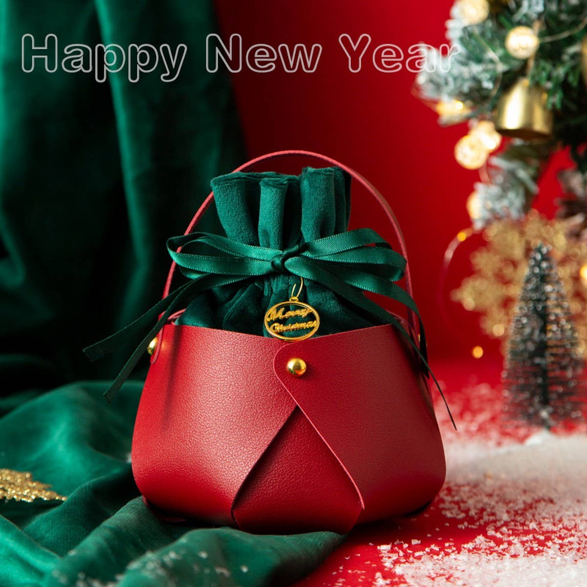 Christmas Apple Bag Pu Gift Tote Candy Box_Cuab00756