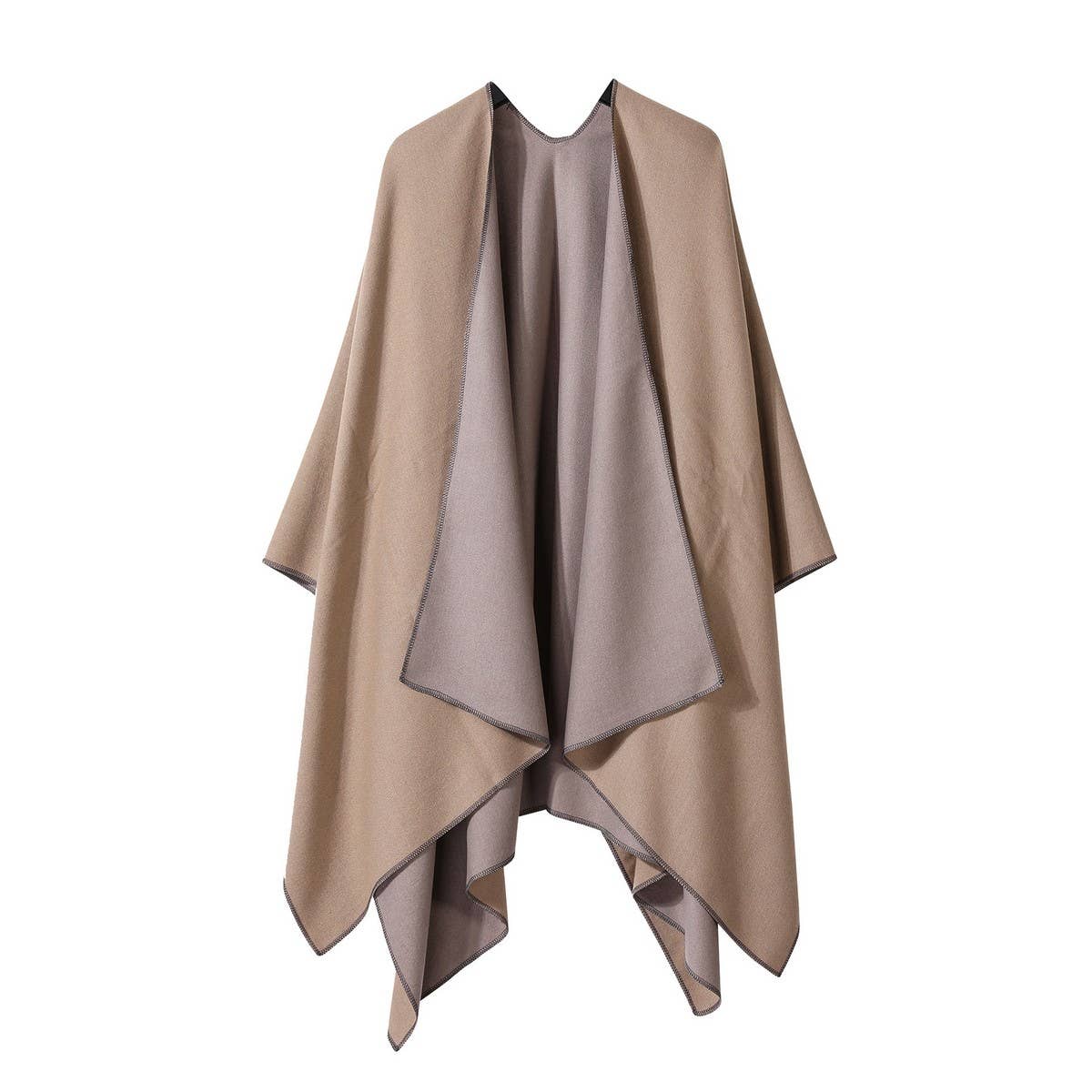 SOLID COLOR DOUBLE SIDED CAPE SHAWL OUTER CAPE_CWASC2131