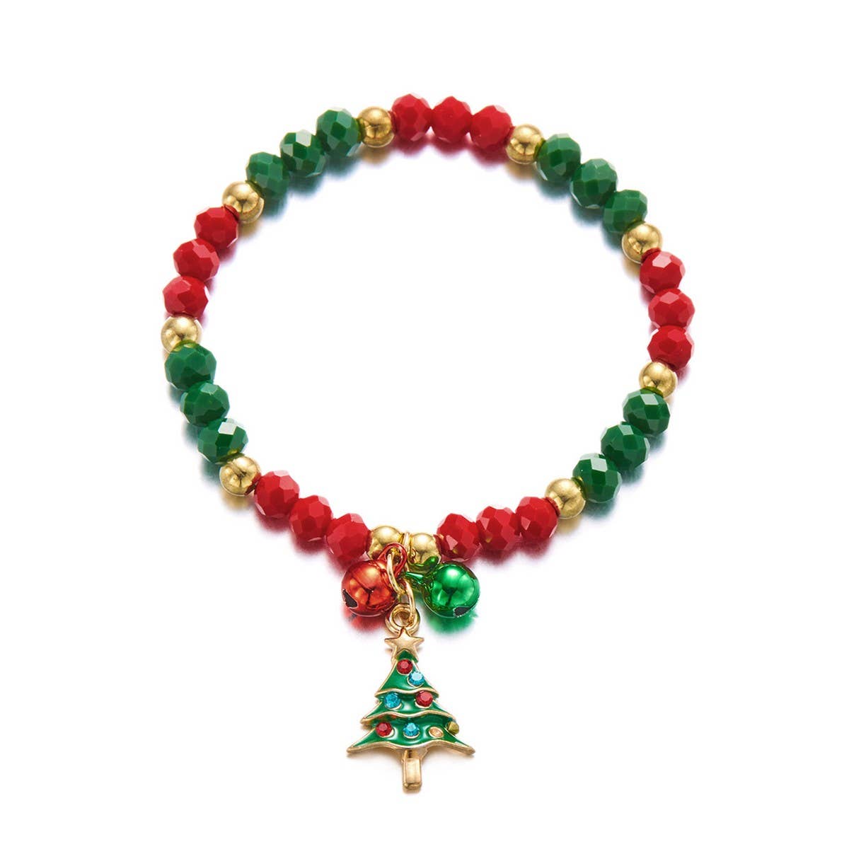 Cwaje2511_Pendant Santa Claus Crystal Bell Beaded Bracelet