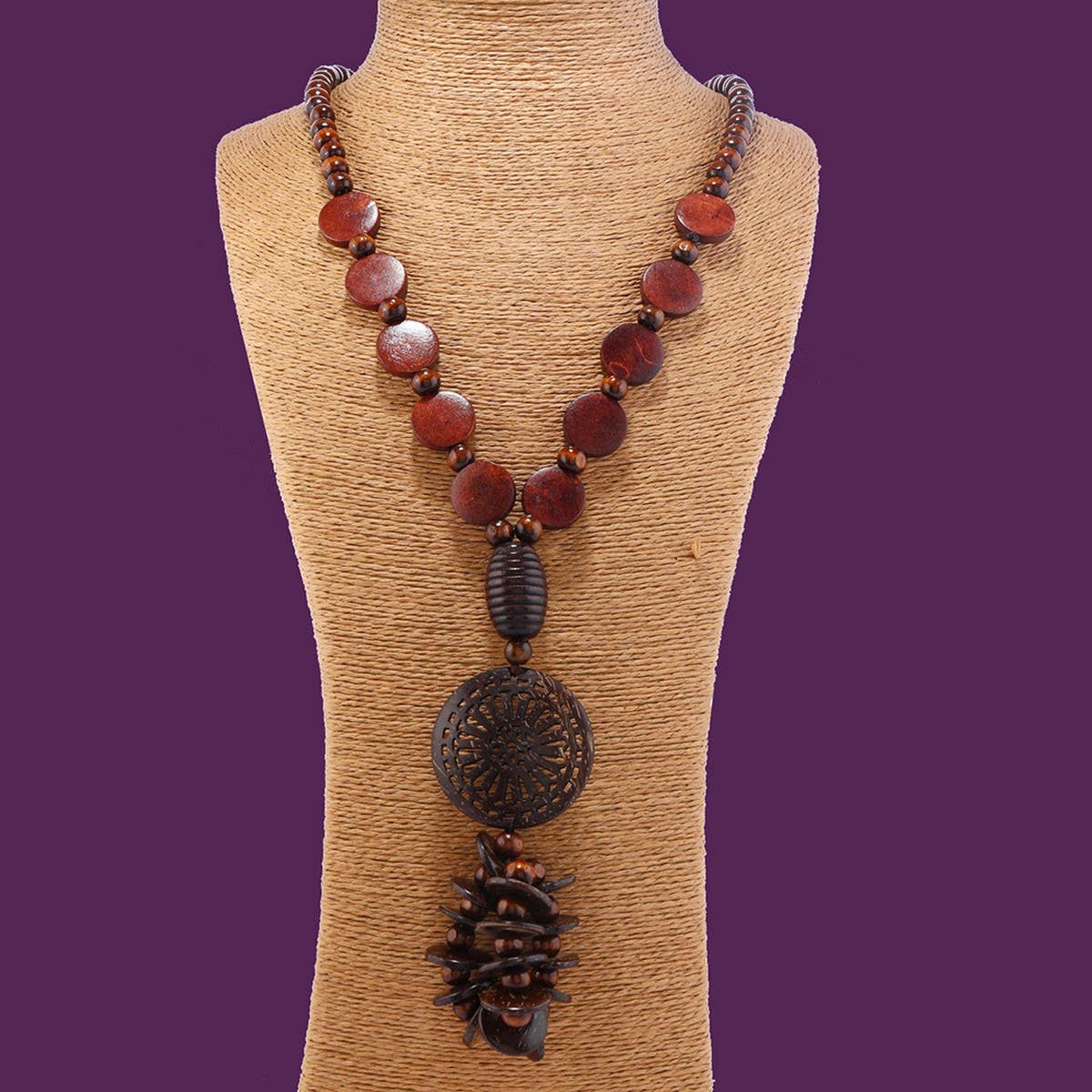 COCONUT SHELL WOOD MULTI LAYER NECKLACE_CWMM4434