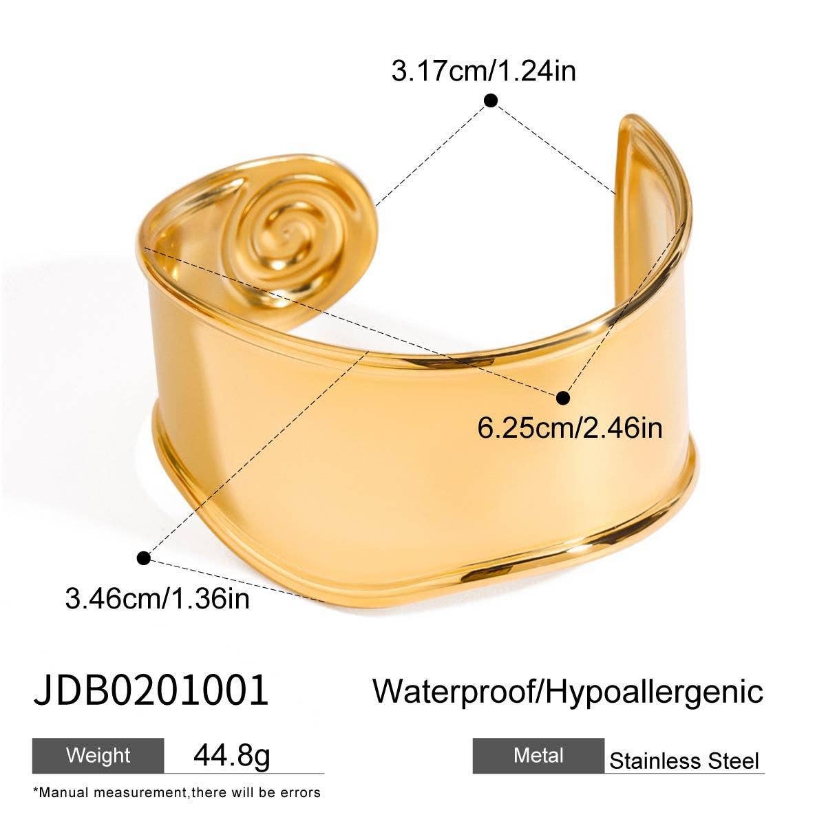STYLISH 18K GOLD SPIRAL OPEN BANGLE NO FADE_CWAJE4724