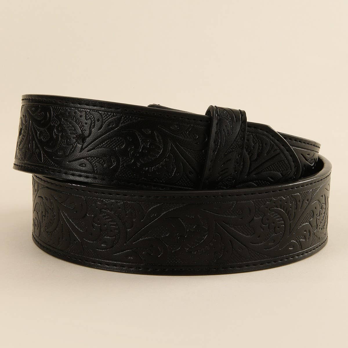 Vintage Embossed Distressed Western Belt_Cwmm3937