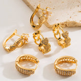 GEOMETRIC GOLD PLATED HOOP EARRINGS ELEGANT STYLE_CWMM8521
