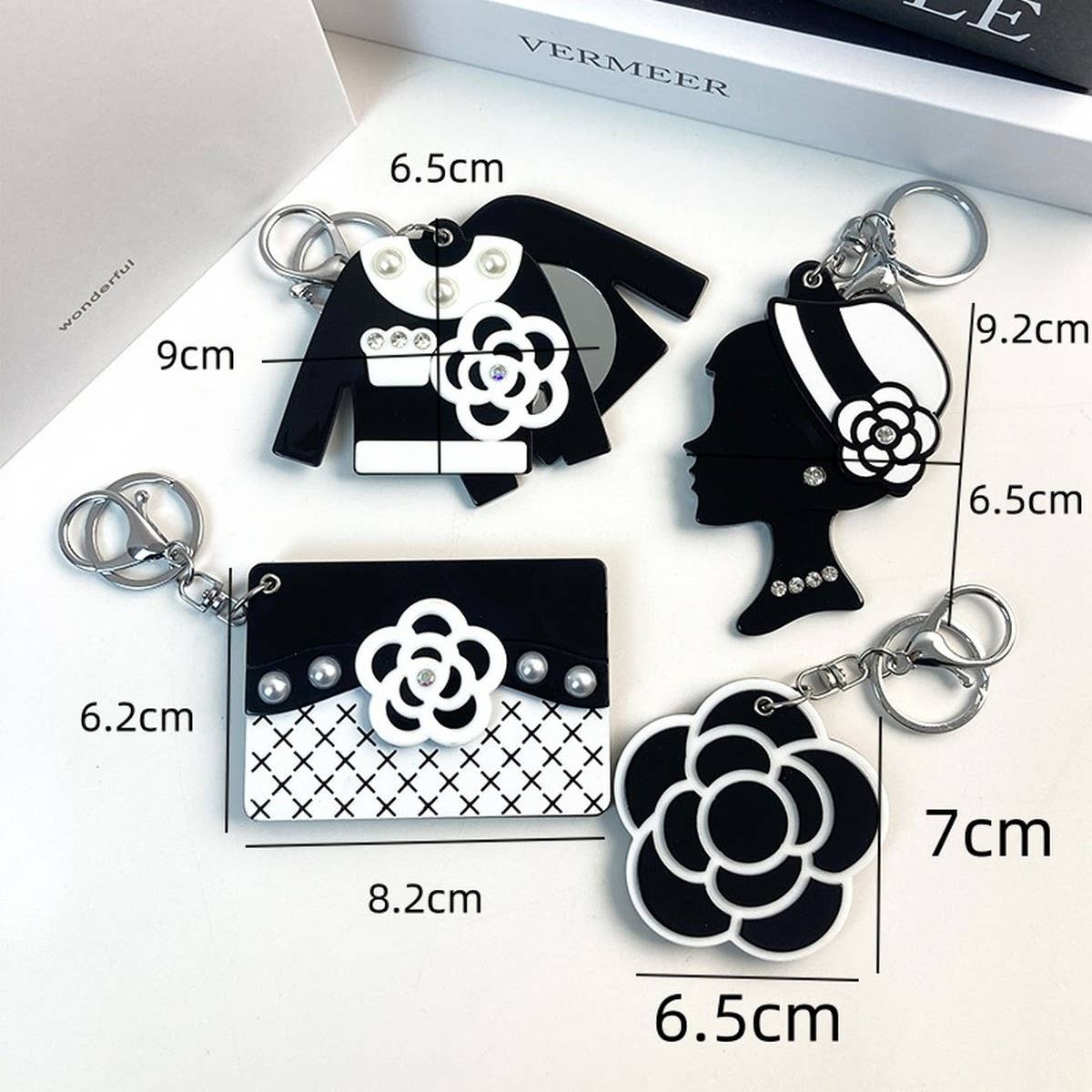 SEASHELL SLIDE MIRROR KEYCHAIN CUTE ACRYLIC CHARM_CWMM6369