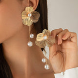 TEXTURED FLOWER SWEET COOL NECKLACE EARRING SET_CWAJE1921