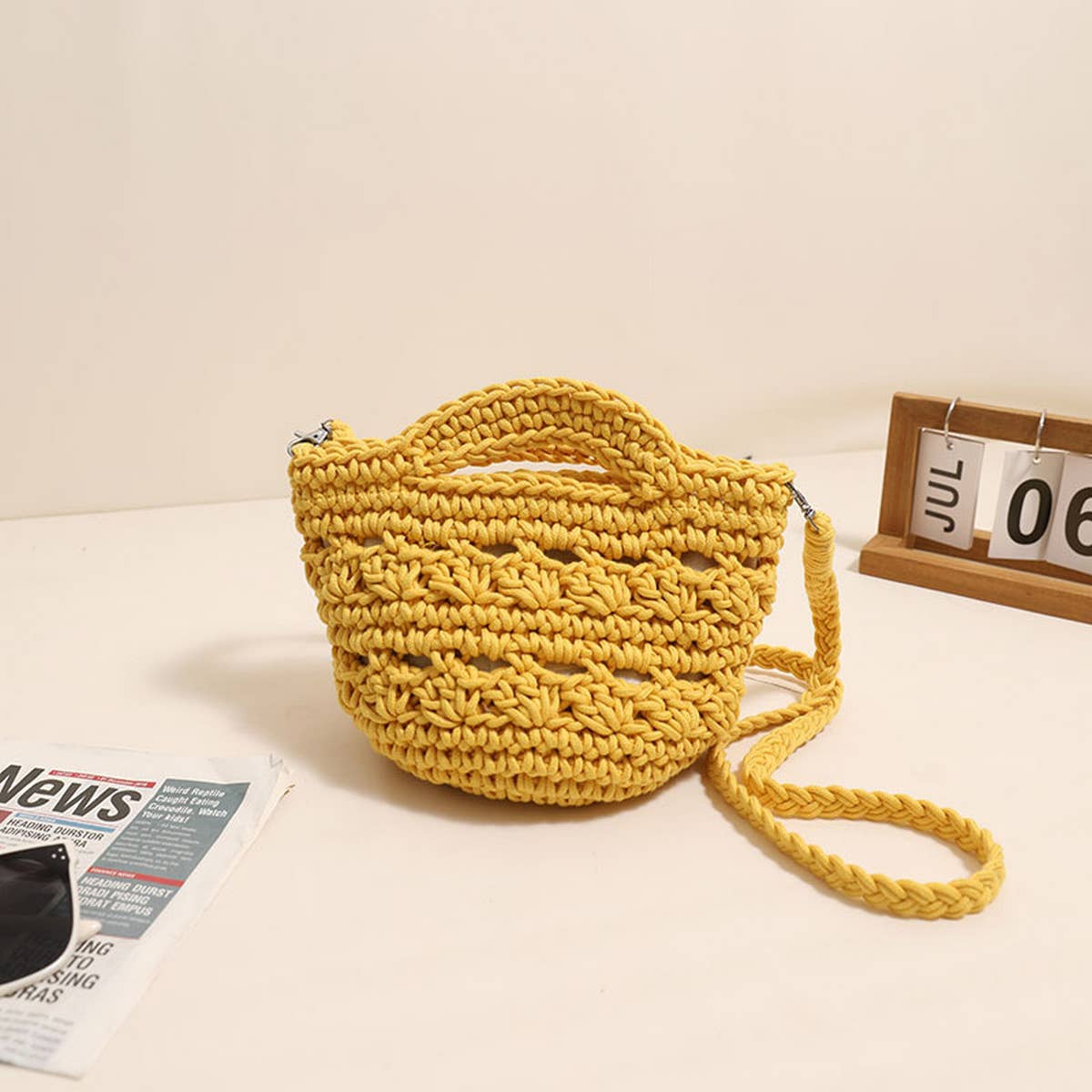 CROSSBODY HOLLOW COTTON WOVEN BAG BEACH BAG_CWAB1860