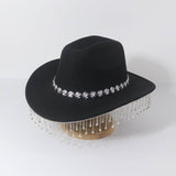 RHINESTONE FRINGE PANAMA COWBOY HAT WITH EYE GEMS_CWAH3630