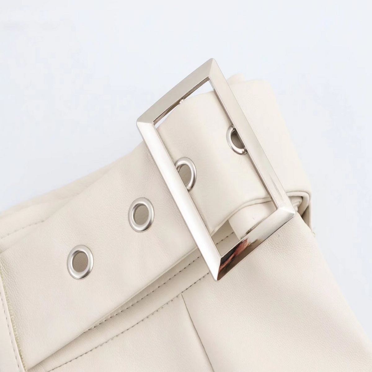 CASUAL FAUX LEATHER MIDI SKIRT TRENDY FRENCH LOOK_CWDSD8354