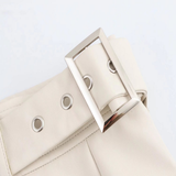 CASUAL FAUX LEATHER MIDI SKIRT TRENDY FRENCH LOOK_CWDSD8354