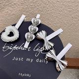 SILVER CHEESE HEART DONUT HAIRPIN DUCKBILL HAIRPIN_CWAHA4672