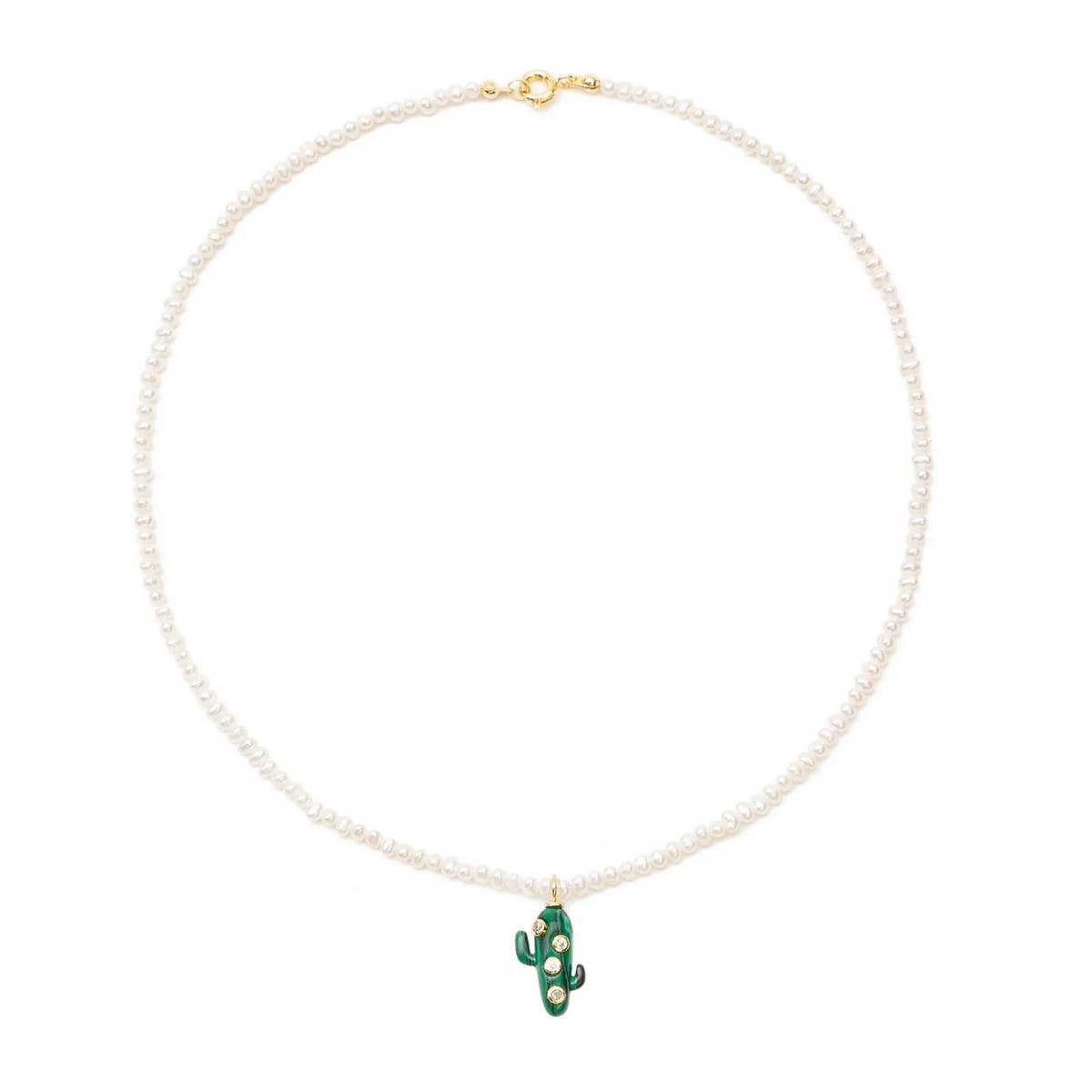 CACTUS PEARL BEADED CHOKER SWEET LUXE NECKLACE_CWAJE4613