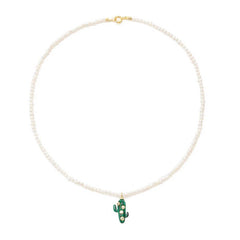 CACTUS PEARL BEADED CHOKER SWEET LUXE NECKLACE_CWAJE4613