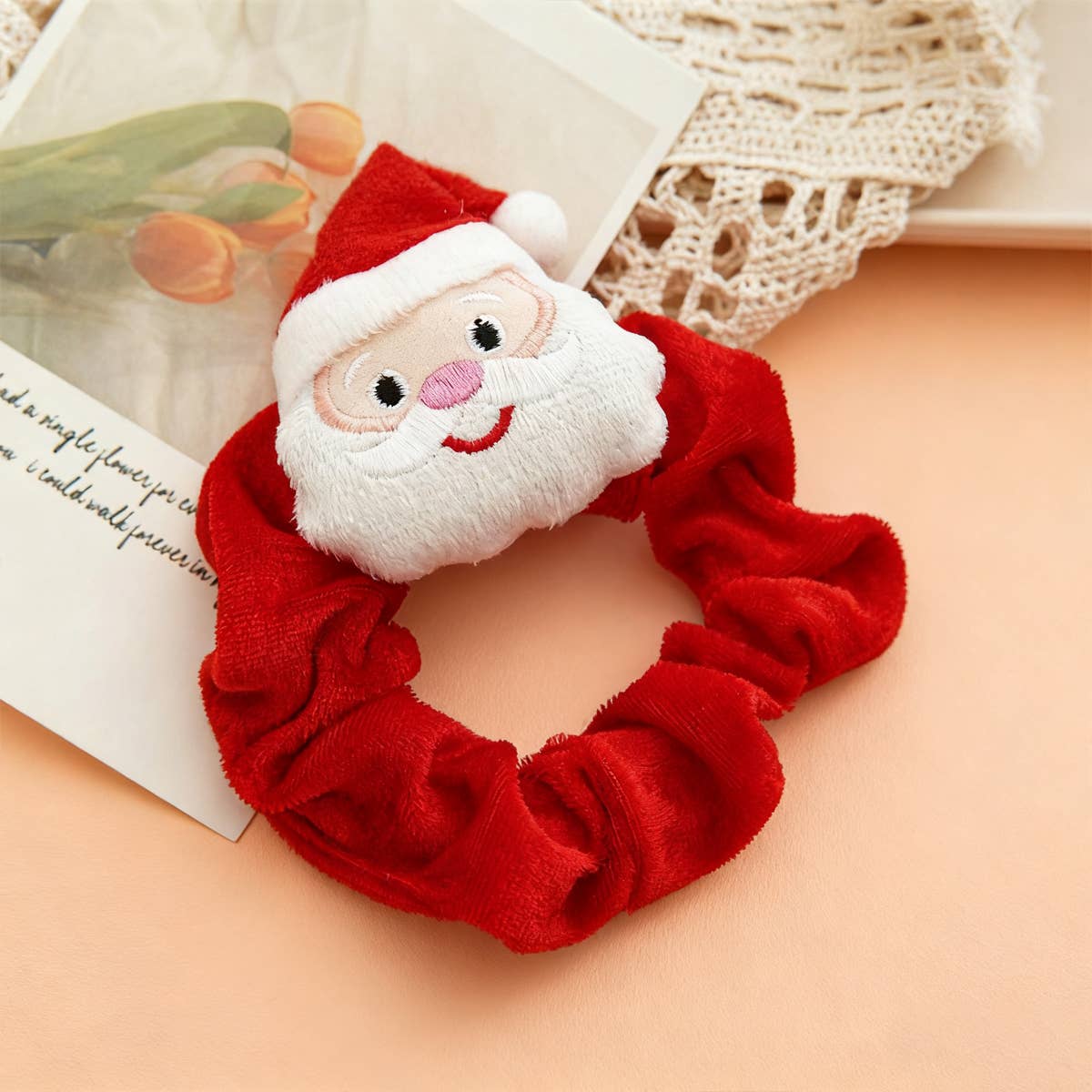 8Pcs Xmas Plush Hair Scrunchies Jingle Bells_Cwaha07590