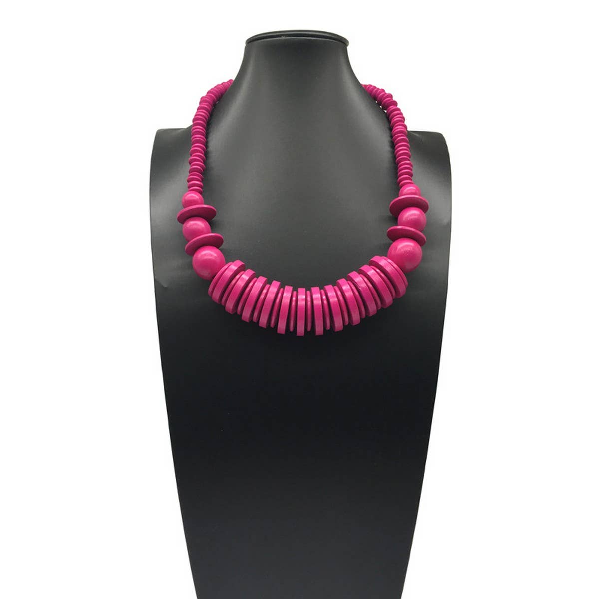 Vintage Single Layer Wooden Bead Necklace_Cwmm4734