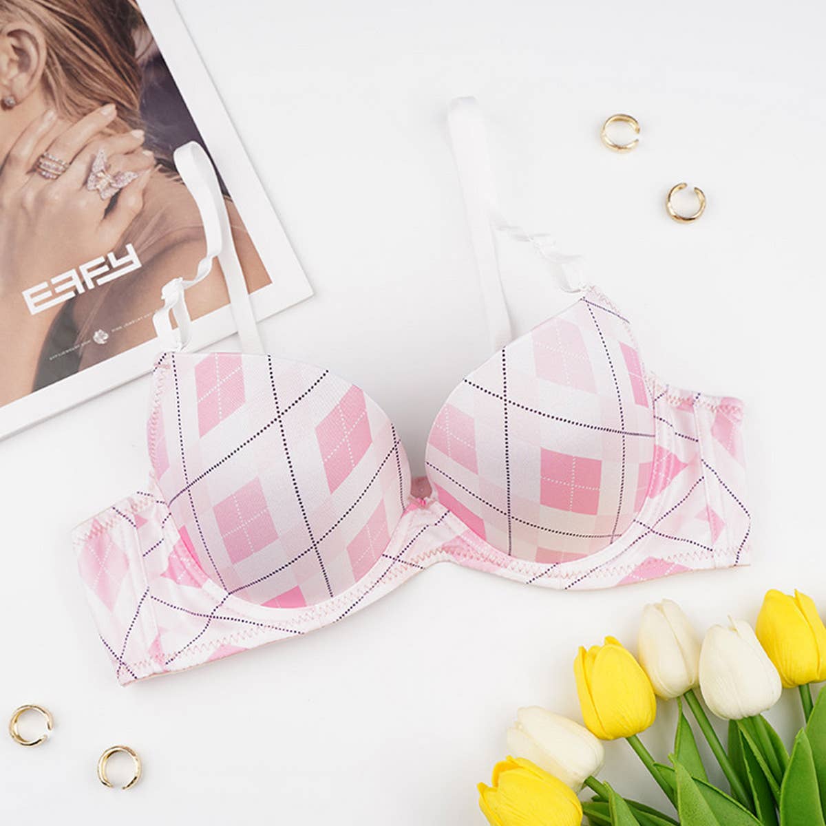 Women Fashion Pink Gathered Bra_Cwmu0154