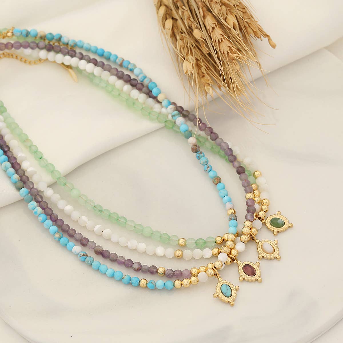 FASHIONABLE NATURAL STONE BEADED NECKLACE_CWAHA0883