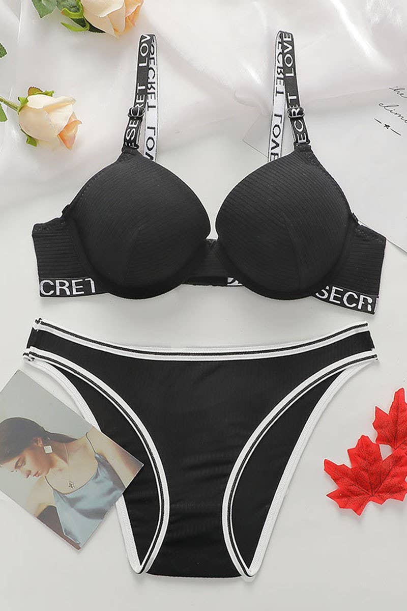 Cwmu00272_Sexy Lingerie Set Push Up Bra With Straps