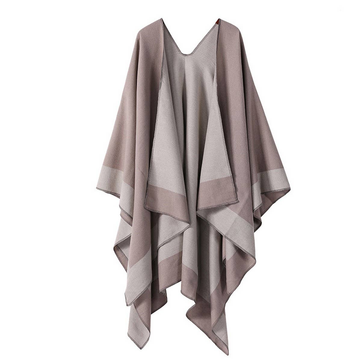 SOLID COLOR DOUBLE SIDED CAPE SHAWL OUTER CAPE_CWASC2130