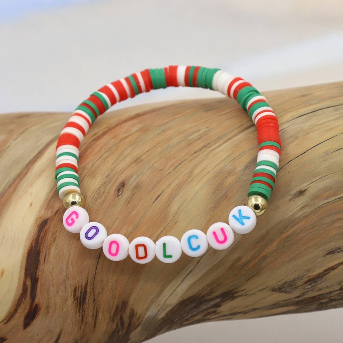 COLORFUL POLYMER CLAY LETTER BEADED BRACELET_CWMM3570