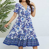 V Neck Fashion Waist Slimming Dress_Cwdsd3377