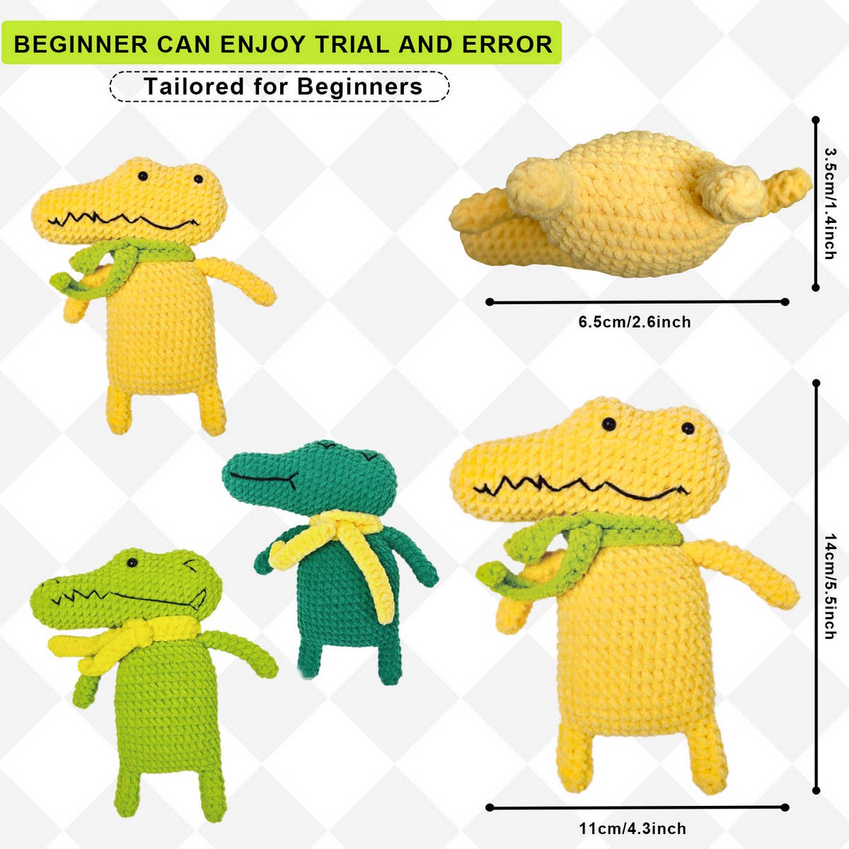 HANDMADE CROCODILE DOLL CROCHET MATERIAL KIT_CWMM1873