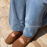 Vintage Carved Round Toe Half Slippers