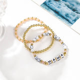ACRYLIC BEADED FASHION LETTER BEAD BRACELET SET_CWMM3542