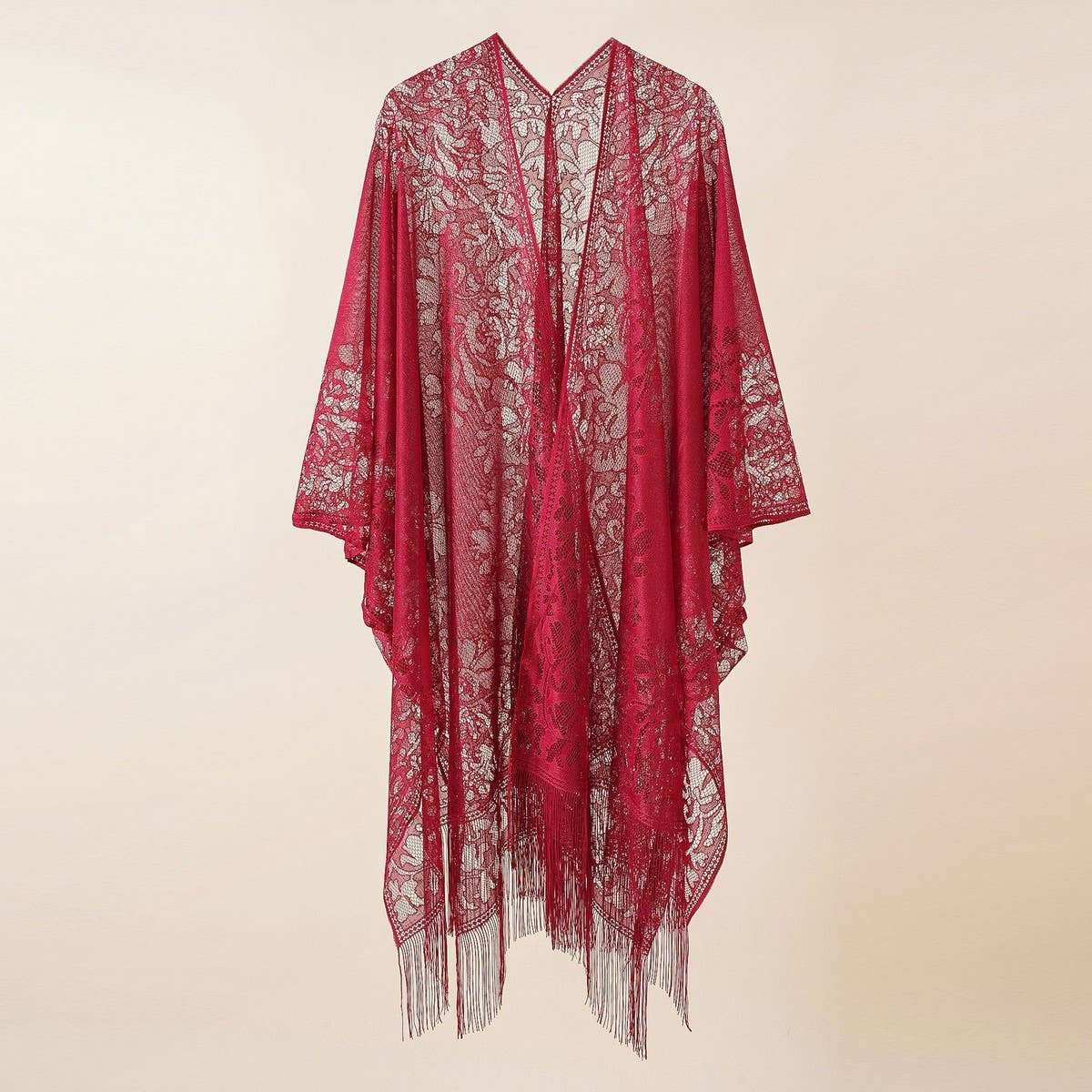 TASSEL LACE FRONT OPEN KIMONO FOR SUMMER WOMENS_CWASC0802