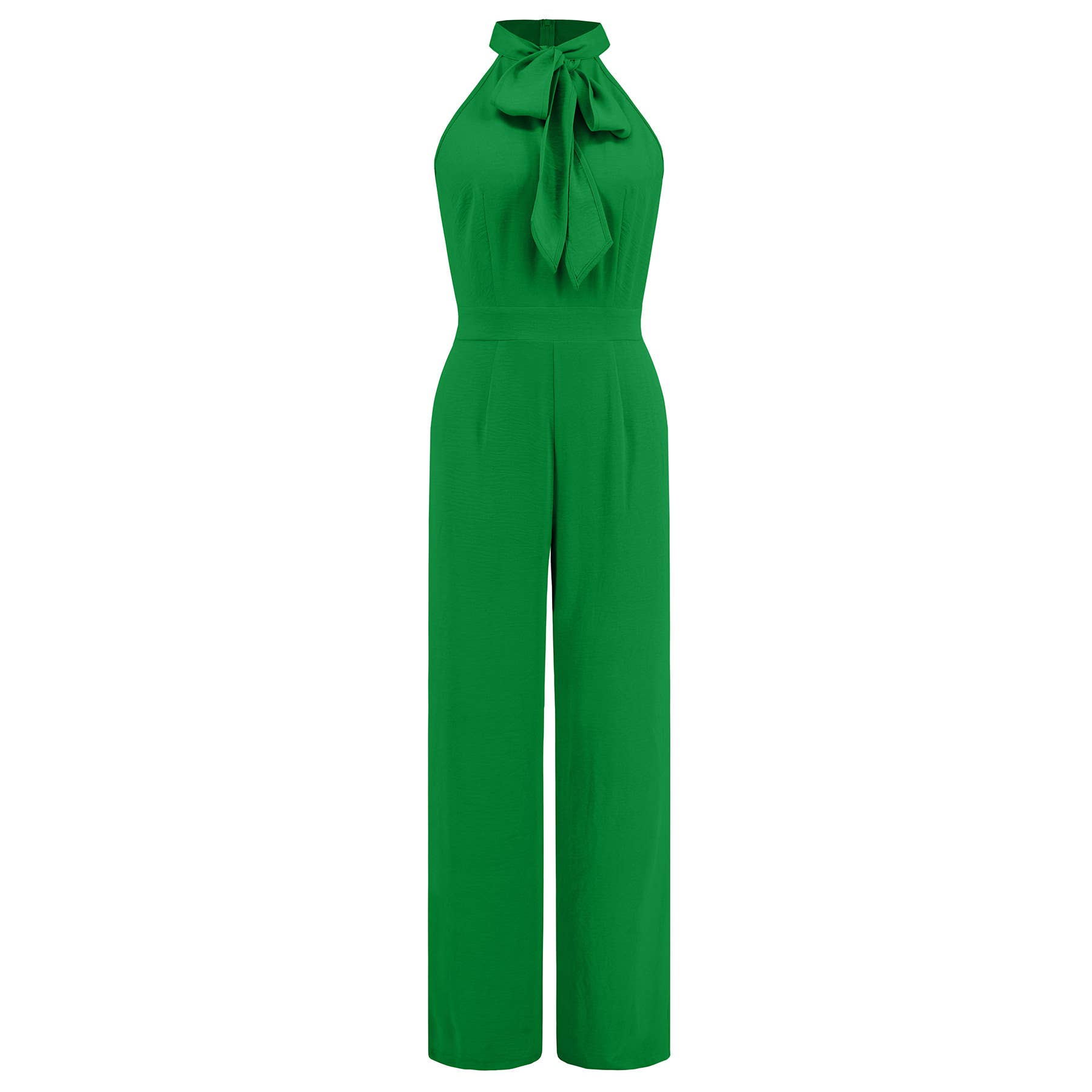 Stand-Up Collar Bow Slimming One-Piece Pants