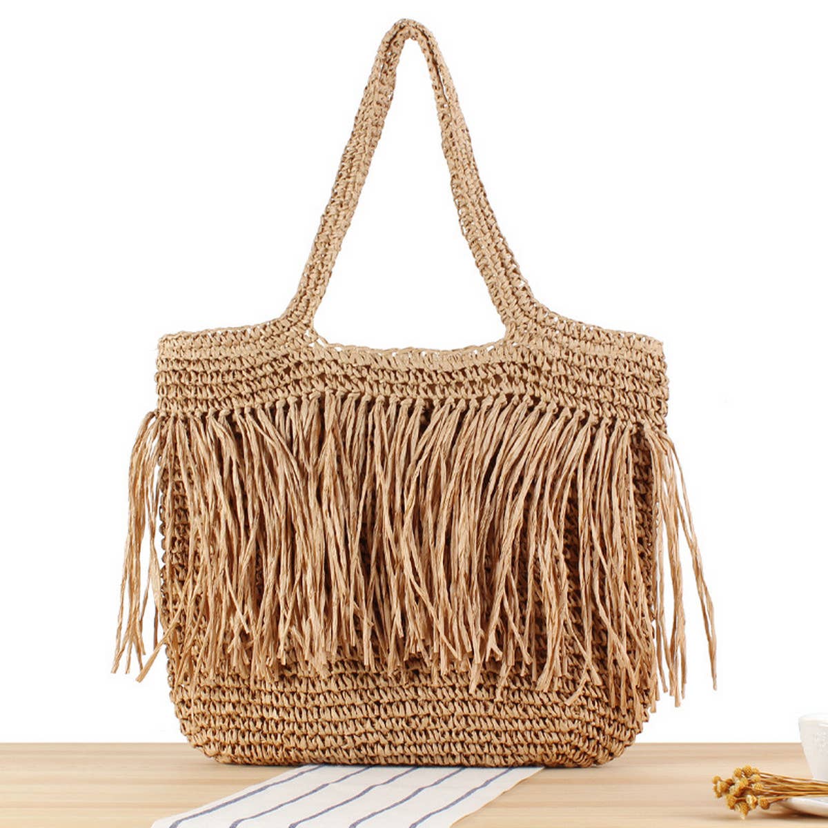 CASUAL HANDMADE TASSEL SEASIDE WOVEN BAG_CWAB2020