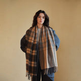 MELANGE CHECK WOOL SCARF DOUBLE SIDED SHAWL UNISEX_CWASC2350