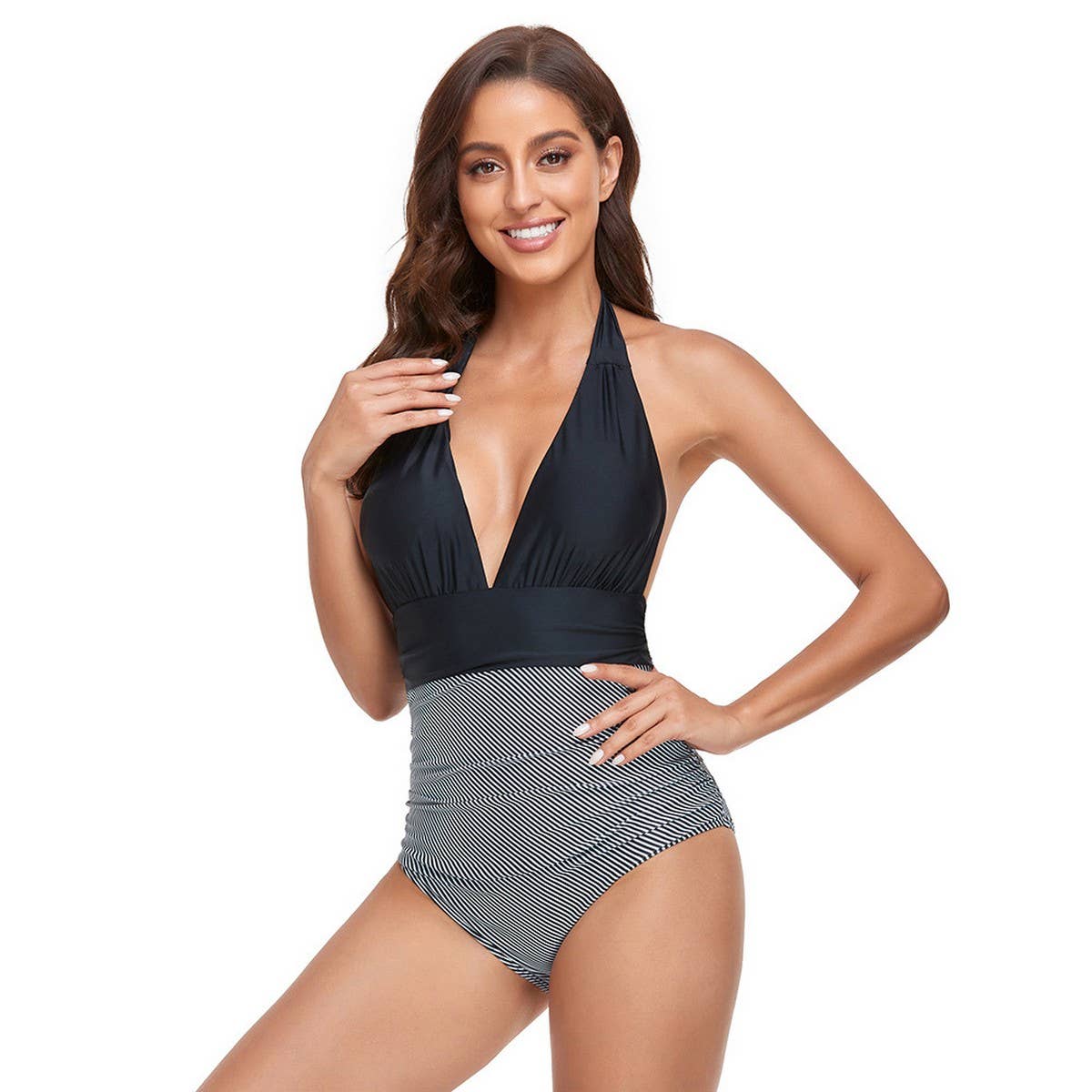 Womens Halter Backless One-Piece Swimsuit