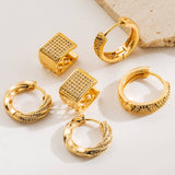 GOLD PLATED SQUARE U SHAPED STUD EARRINGS_CWMM8526