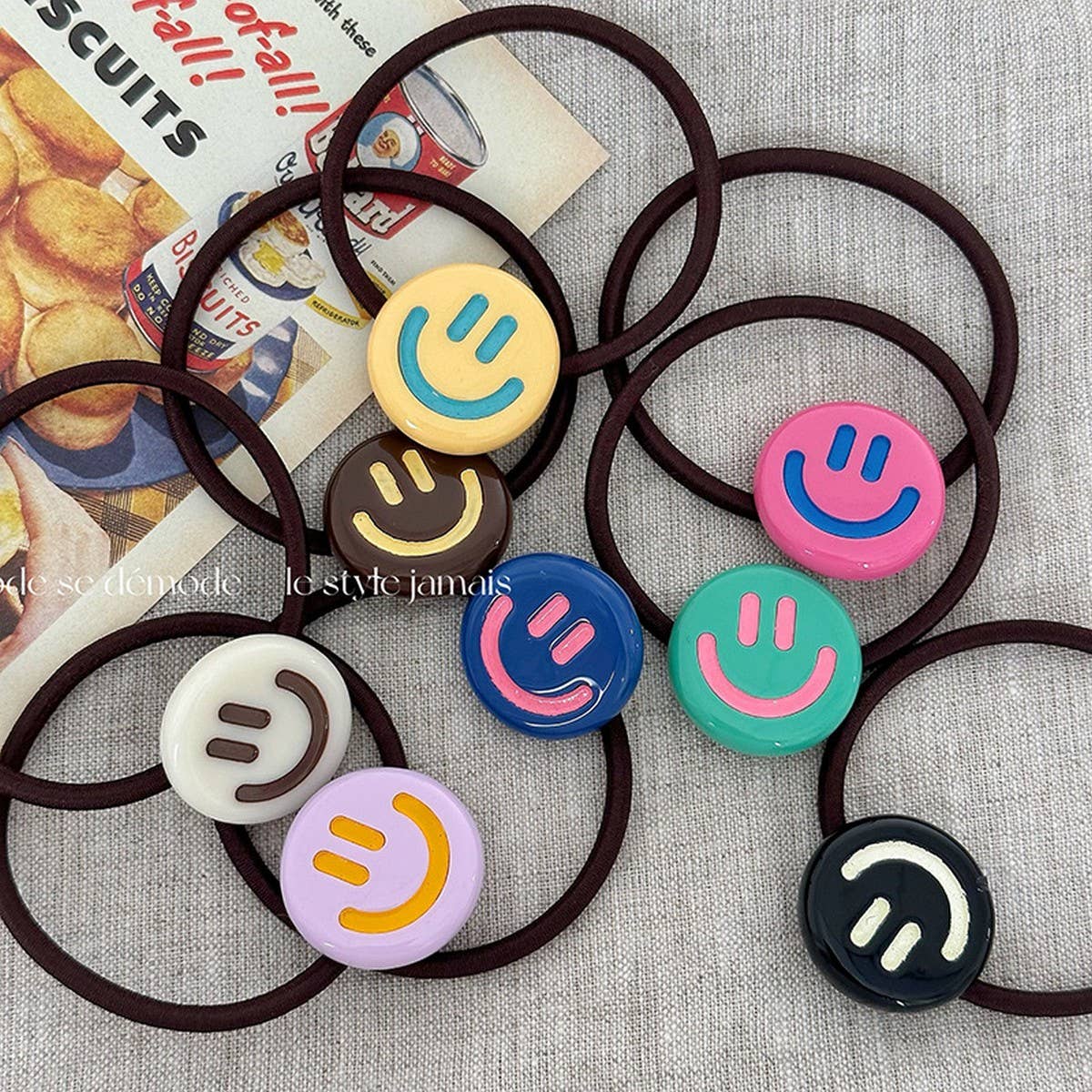SMILEY FACE HAIR TIES_CWAHA0340