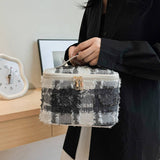 NEW DENIM GRAY AND WHITE PORTABLE COSMETIC BAG_CWAB4403
