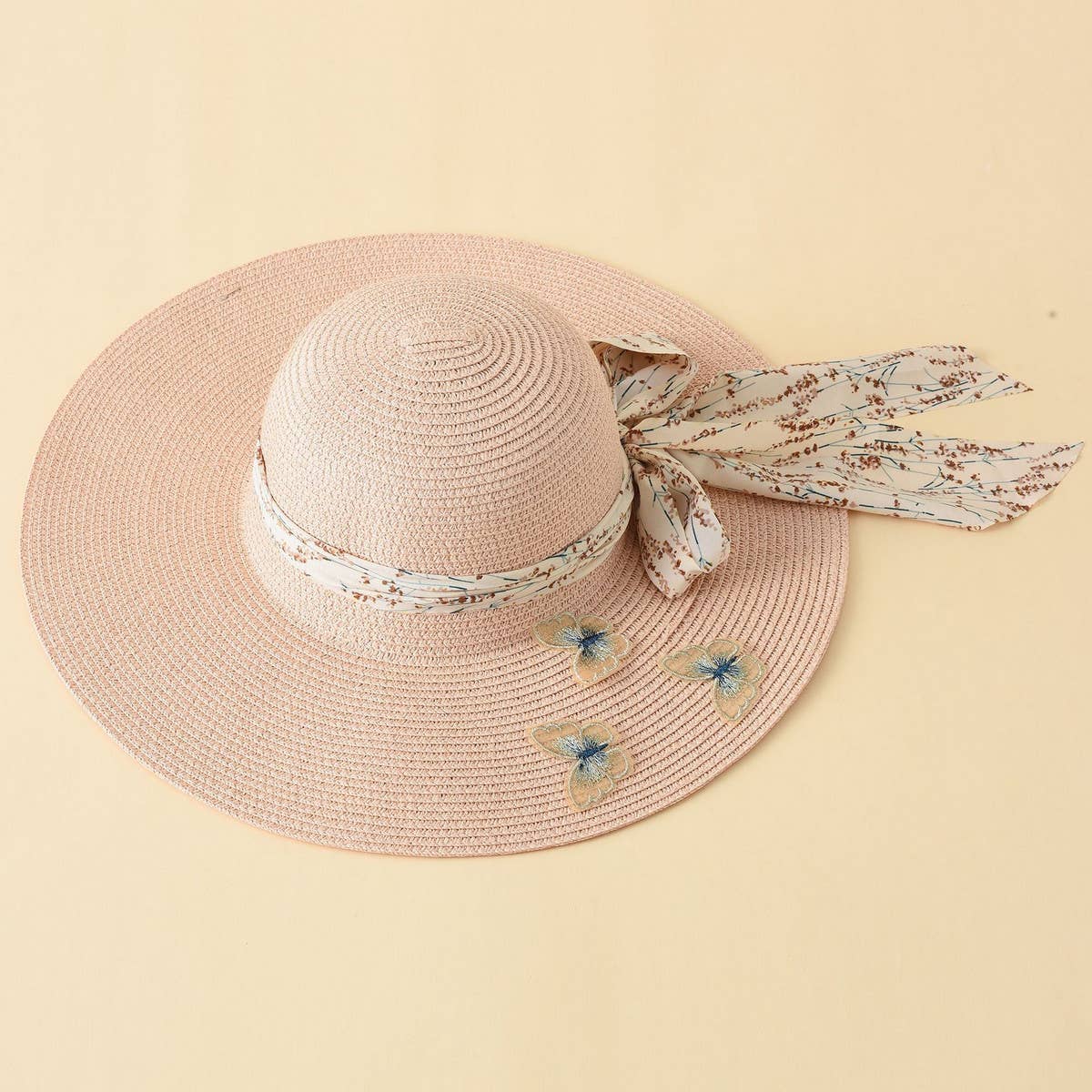 NEW BUTTERFLY PATTERN STRAPPY DOME STRAW HAT_CWAH1435