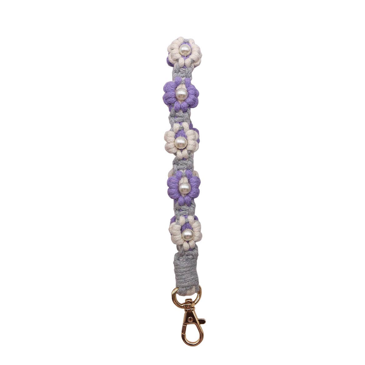 NEW PEARL FLOWER COTTON ROPE KEYCHAIN_CWMM1559