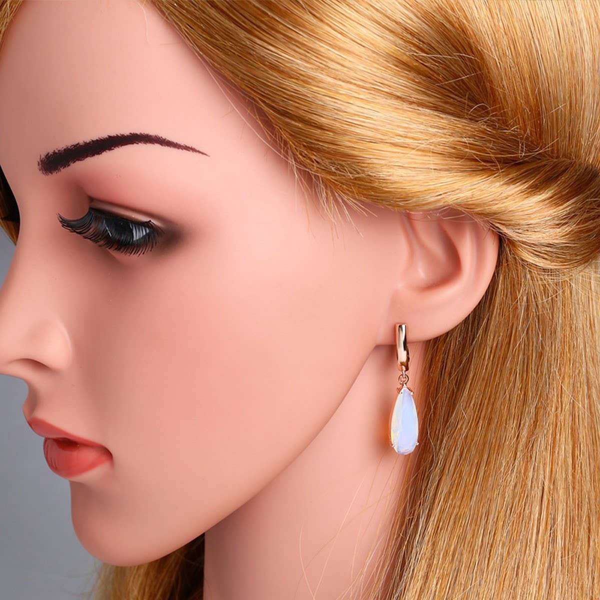 Zircon Jewelry Rose Gold Water Drop Earrings_Cwaje1017