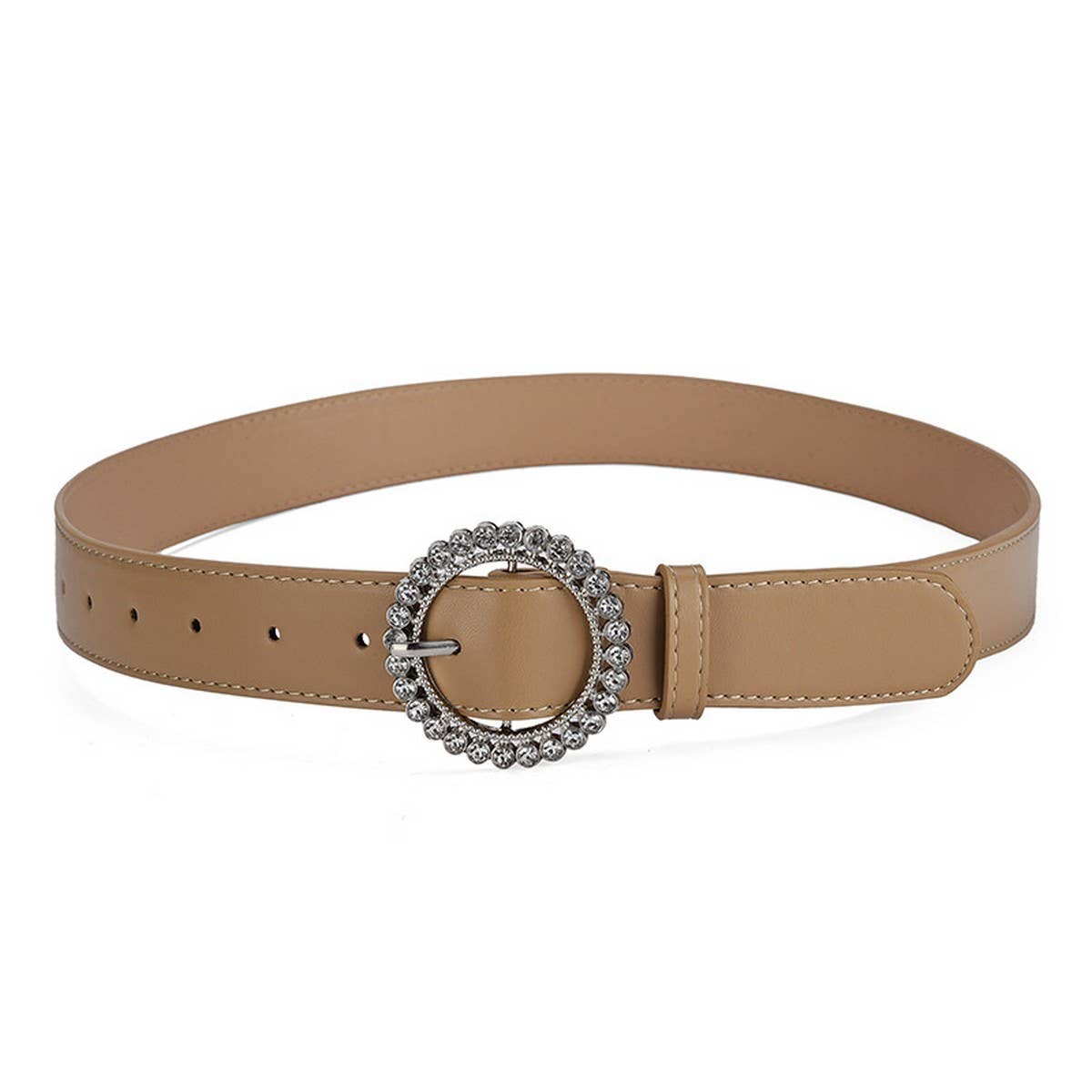 ROUND BUTTON CRYSTAL INLAID SOLID COLOR BELT _CWASC0575