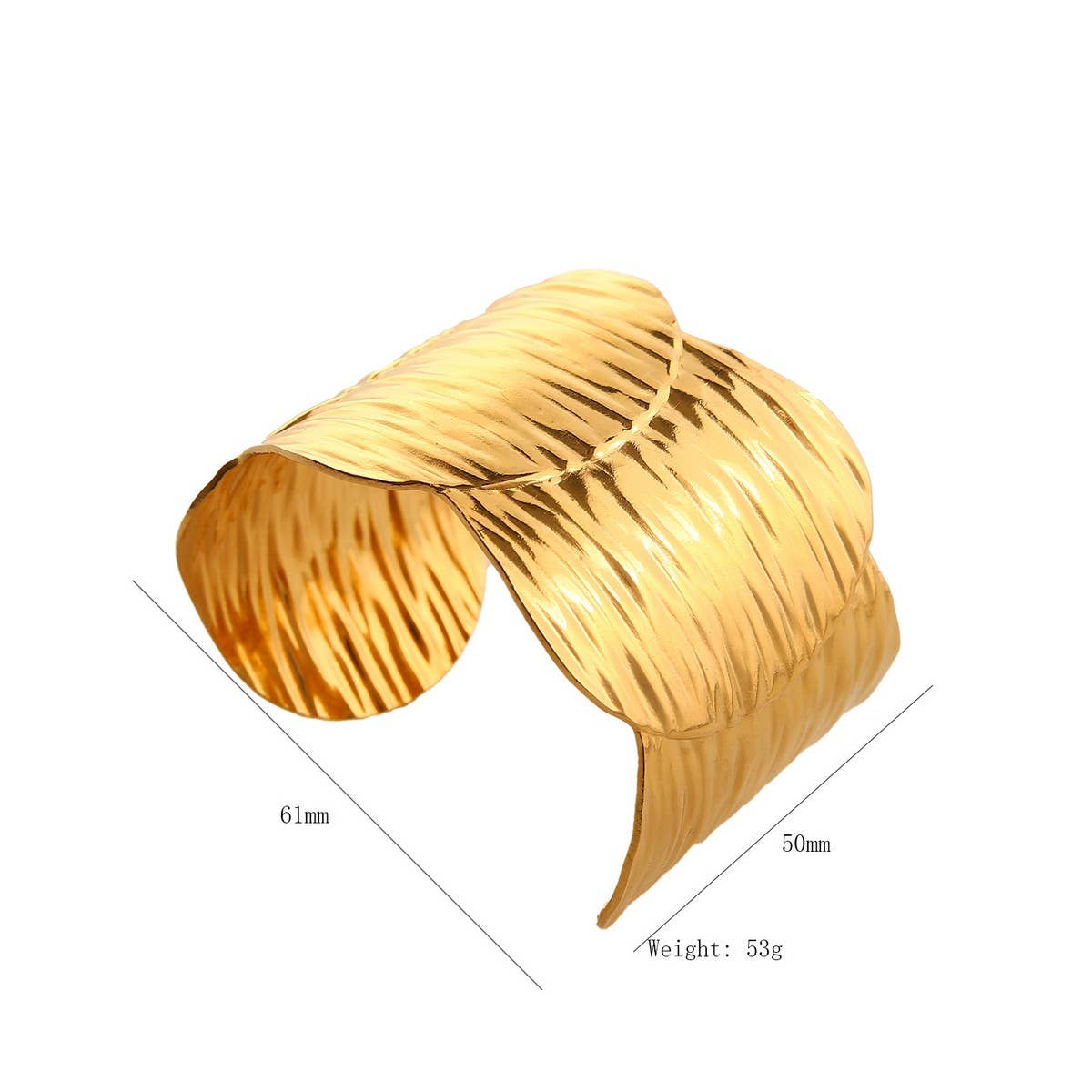 Wide Irregular Open Cuff In 18K Stainless Steel