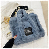 FAUX RABBIT FUR TOTE BAG WOMEN LARGE HANDBAG_CUAB00552