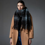 AMAZON HOT SELLER FAUX WOOL BLUE PLAID SCARF SHAWL_CWASC1277