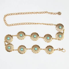 Vintage Pattern Turquoise Decor Waist Chain Belts_Cwabe0401