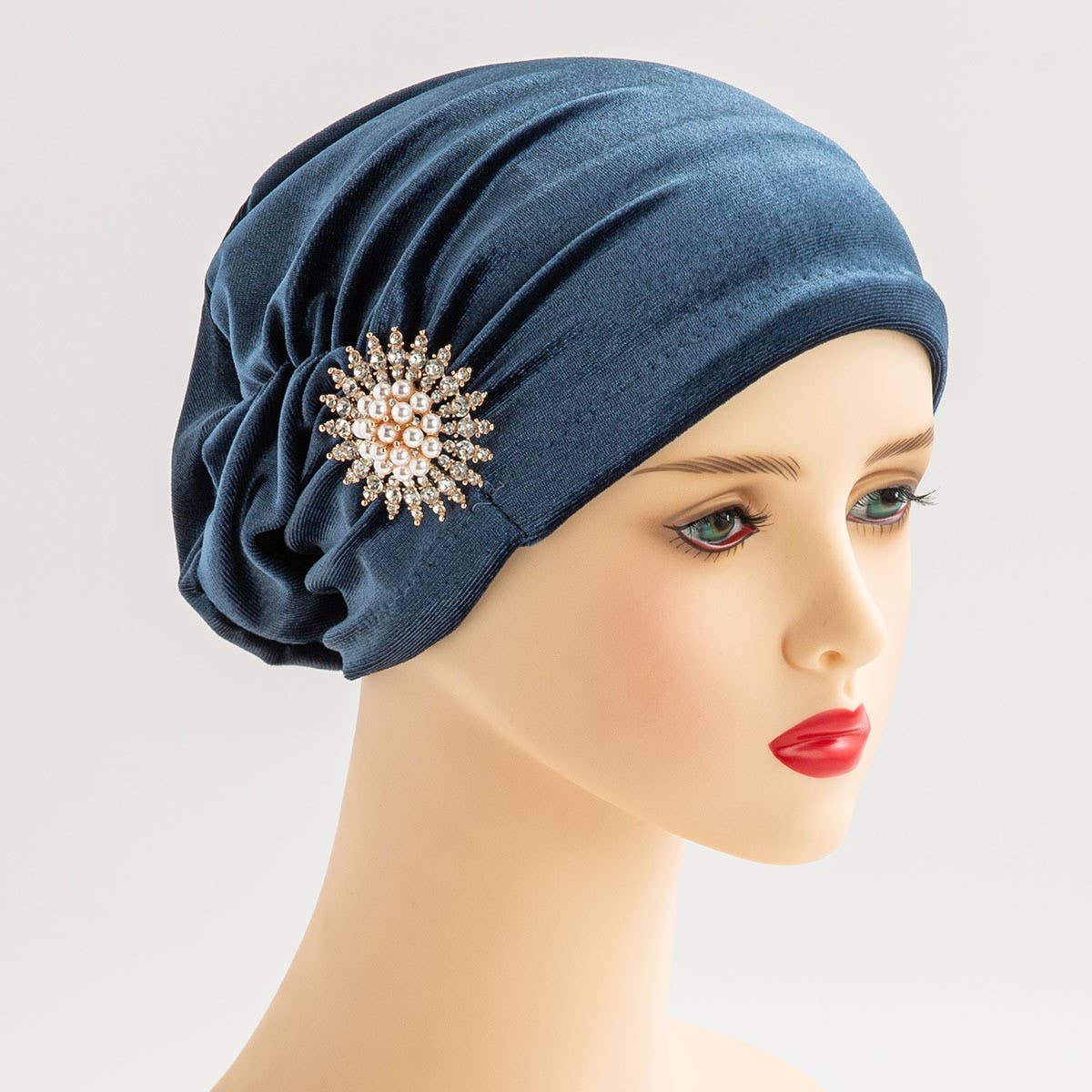 NOBLE RETRO FLANNEL RHINESTONE SUNFLOWER HEADSCARF_CWASC2443