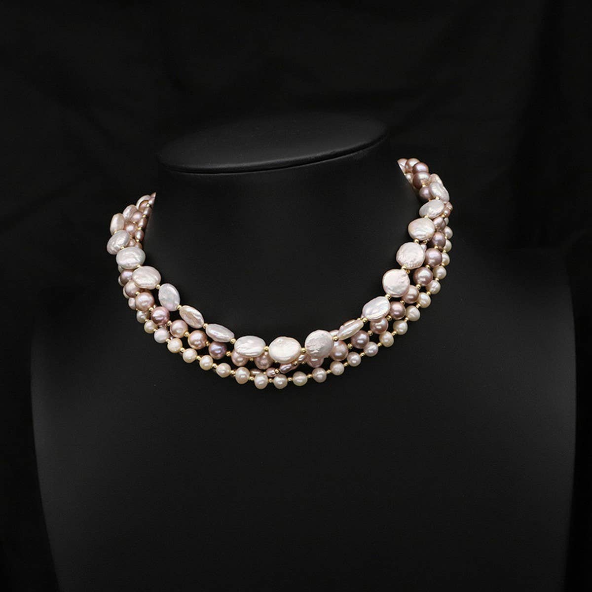 NATURAL FRESHWATER PEARL PETAL NECKLACE_CWAJE3824