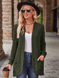 Solid Color Woolen Patchwork Long Sleeve Cardigan