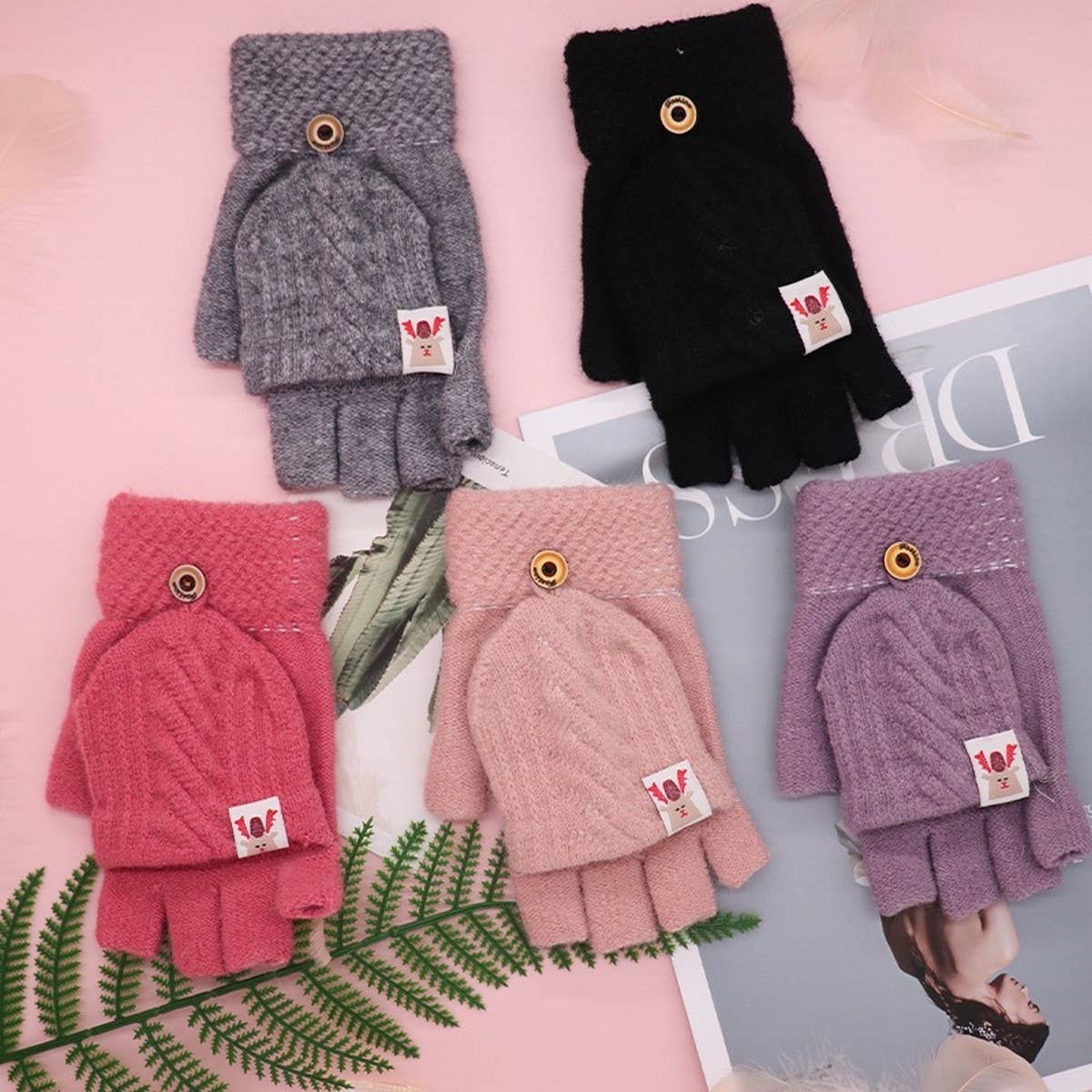 HALF FINGER FLAP CYCLING ANTI FREEZE CABLE GLOVES_CWAG0155