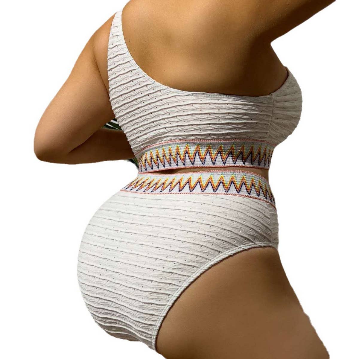 SEXY STRIPED PLUS SIZE SPLIT BIKINI SWIMSUIT_CWMW0212